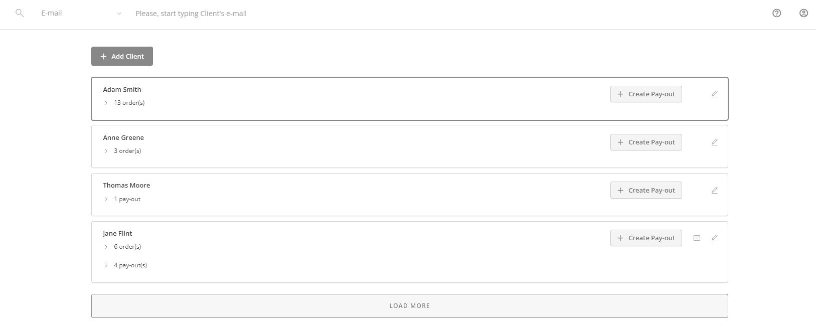 Account management screenshot