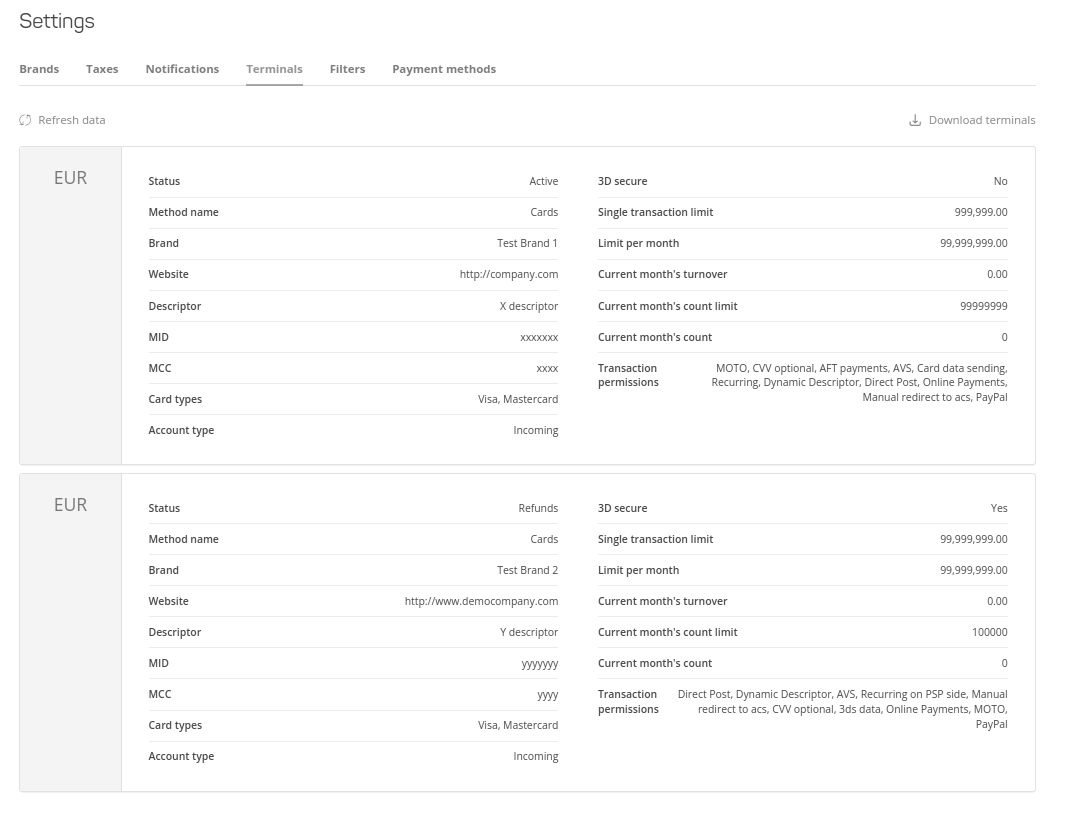 Account management screenshot